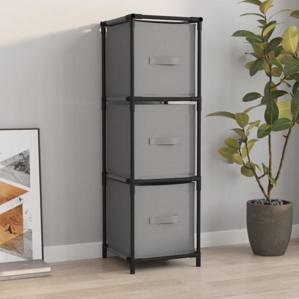 ARDEBO.de - Lagerschrank mit 3 Stoff-Schubladen Grau 34x34x101 cm Stahl