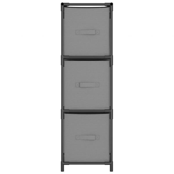 Lagerschrank mit 3 Stoff-Schubladen Grau 34x34x101 cm Stahl