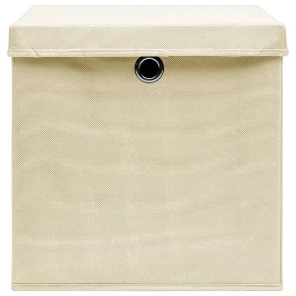  Aufbewahrungsboxen mit Deckel 4 Stk. Creme 32x32x32 cm Stoff