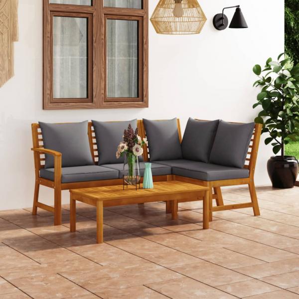 ARDEBO.de - 4-tlg. Garten-Lounge-Set mit Auflagen Massivholz Akazie