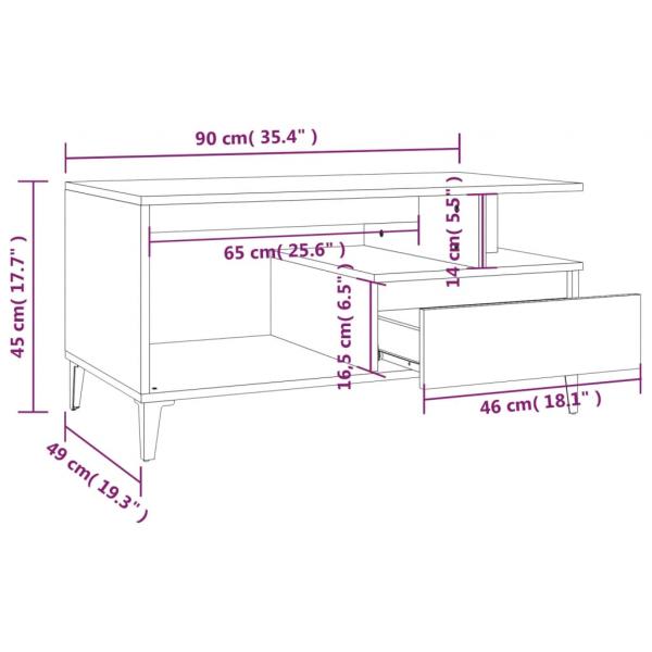 Couchtisch Betongrau 90x49x45 cm Holzwerkstoff