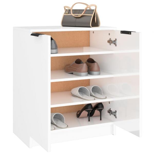 Schuhschrank Hochglanz-Weiß 59x35x70 cm Holzwerkstoff