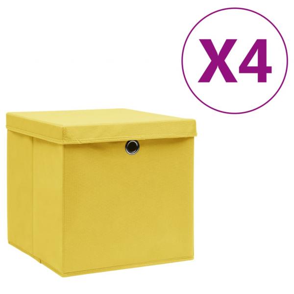 ARDEBO.de - Aufbewahrungsboxen mit Deckeln 4 Stk. 28x28x28 cm Gelb