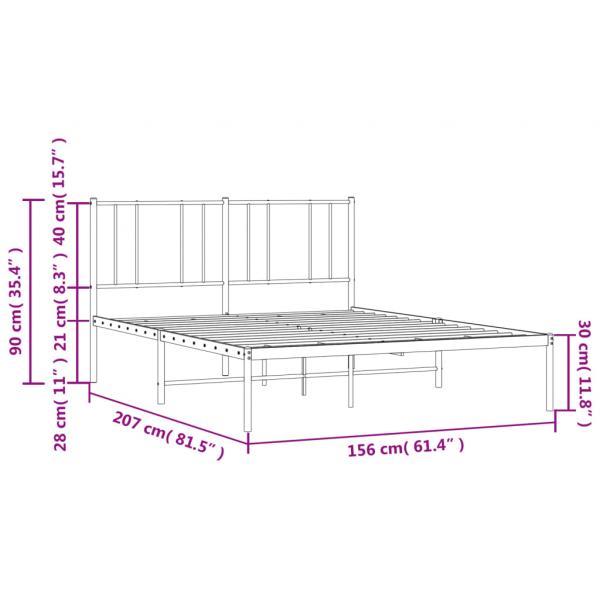 Bettgestell mit Kopfteil Metall Schwarz 150x200 cm