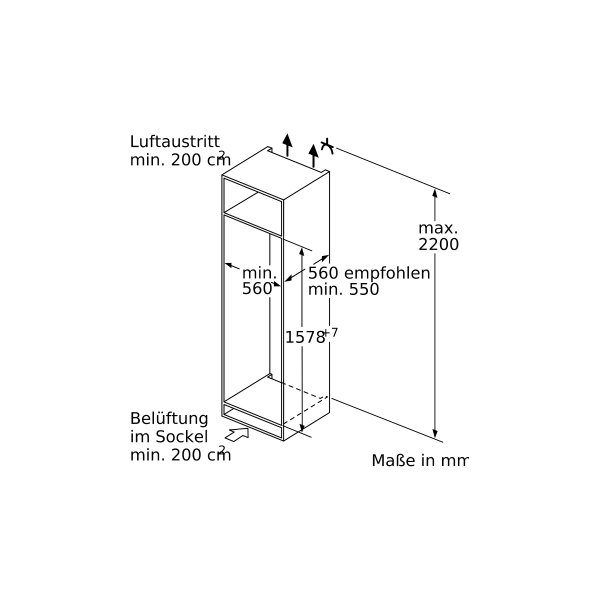 Siemens KI72LADE0 iQ500 Einbaukühlschrank, mit Gefrierfach, Nischenhöhe: 158 cm, 248l, Festtürtechnik, superCooling, hyperFresh