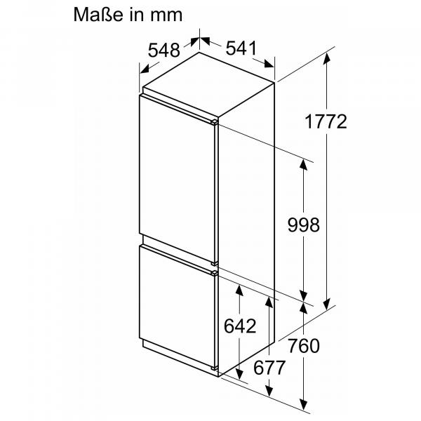 Siemens KI86VVSE0 iQ300 Einbau Kühl-Gefrierkombination, Nischenhöhe: 177,5 cm hoch, 267 L, lowFrost, hyperFresh