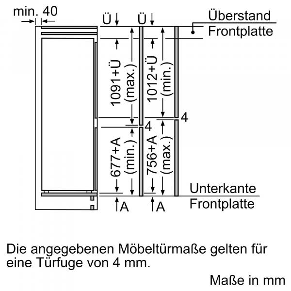 Siemens KI86VVSE0 iQ300 Einbau Kühl-Gefrierkombination, Nischenhöhe: 177,5 cm hoch, 267 L, lowFrost, hyperFresh