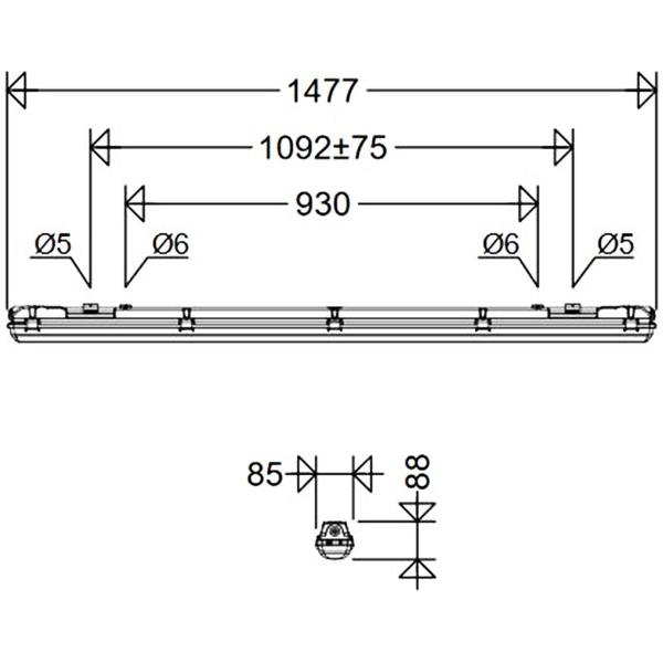 Schuch LUXANO 2 167 15L60G2 LED-Feuchtraum-Wannenleuchte, 43W, 6000lm, 4000K, grau (167000014)