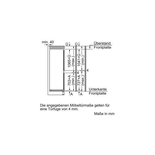 Siemens KI86SADE0 iQ500 Einbau Kühl-Gefrierkombination, Nischenhöhe: 177,5cm, 266L, Festtürtechnik, lowFrost, LED-Licht