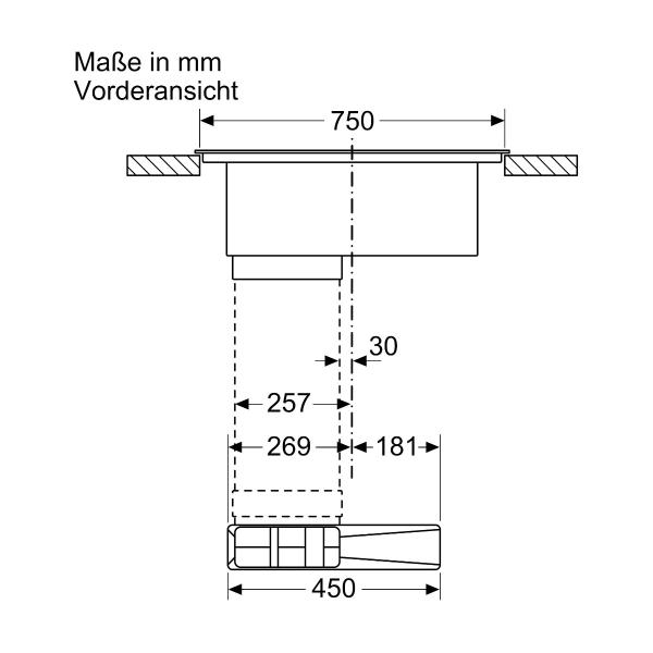 Siemens ED811FGA7iQ500 Induktionskochfeld mit Dunstabzug und Flachkanal 90 °vertikal L (ED811FQ15E+HZ9VDSB2), 80cm breit, rahmenlos, powerBoost, Schwarz