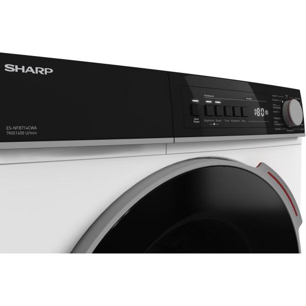 Sharp ES-NFB714CWA-DE 7 kg Waschmaschine, 1400U/Min, 60cm breit, DoubleJet, AquaStop, Dampf, weiß