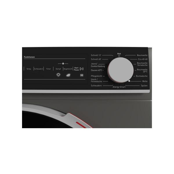 Sharp ES-NFH914CADA-DE 9kg Frontlader Waschmaschine, 60 cm breit, 1400 U/Min, AquaStop, AllergySmart, Steam, JetWash, Espresso Gray