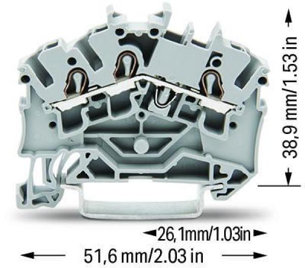 Wago 2002-6301 3-Leiter Durchgangsklemmen grau
