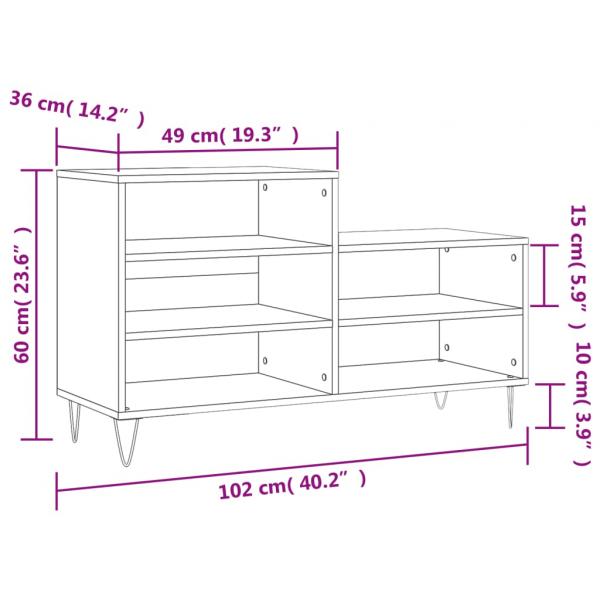 Schuhregal Weiß 102x36x60 cm Holzwerkstoff