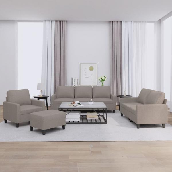 ARDEBO.de - 4-tlg. Sofagarnitur mit Kissen Taupe Stoff