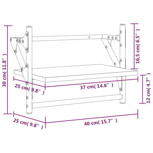 Wandregale mit Stangen 2 Stk. Schwarz 40x25x30 cm