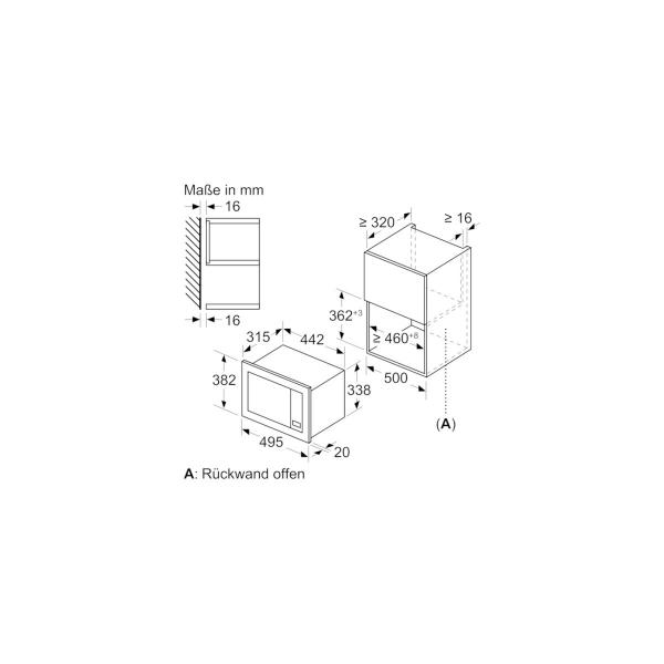 Bosch BFL523MB3 Einbau Mikrowelle, 800 W, Nischenhöhe: 38 cm, AutoPilot 7, Reinigungsoption, LED-Beleuchtung, schwarz