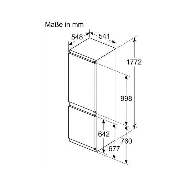 Bosch KIN86VSE0 Serie 4 Einbau Kühl-Gefrierkombination, 260 L, 55 cm breit, LED-Beleuchtung, EcoAirflow, VitaFresh XXL