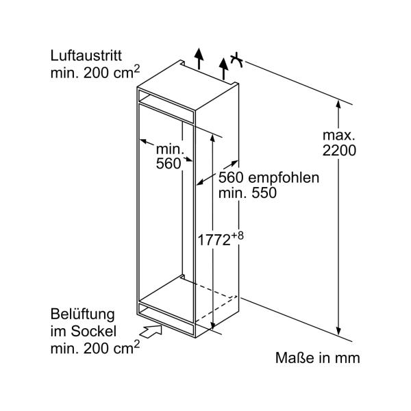 Bosch KIN86VSE0 Serie 4 Einbau Kühl-Gefrierkombination, 260 L, 55 cm breit, LED-Beleuchtung, EcoAirflow, VitaFresh XXL