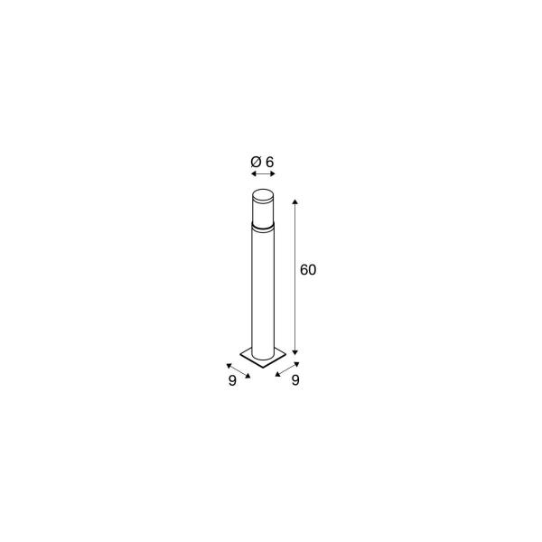 SLV TRUST 60 Outdoor Standleuchte, LED, 3000K, IP55, edelstahl 316, Ø/H 6/60 cm (228110)