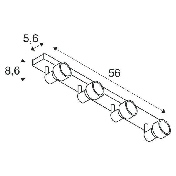 SLV PURI CW, Indoor Wand- und Deckenaufbauleuchte, quad, QPAR51, 4x50W, schwarz (1002029)