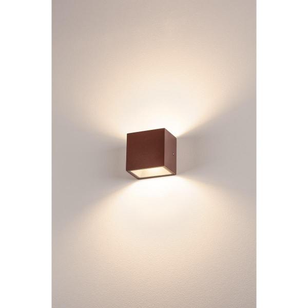 SLV SITRA CUBE LED Outdoor Wand- und Deckenaufbauleuchte, 11W, 3000K, IP44, rostfarben (1002034)