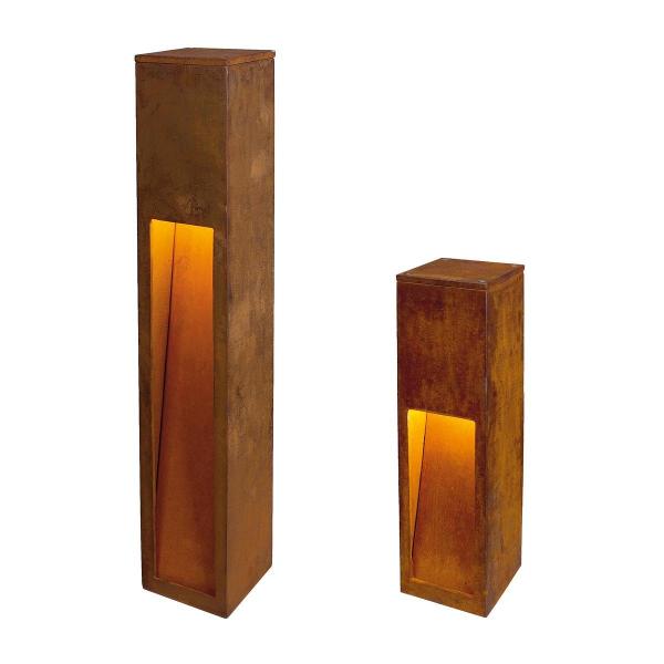 SLV RUSTY SLOT 50 Outdoor Standleuchte, TC-DSE, IP44, L/B/H 12/12/50 cm, max. 11W, stahl gerostet (229410)