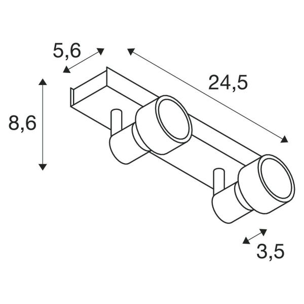 SLV PURI 2, Wand- und Deckenleuchte, zweiflammig, QPAR51, max. 100 W, mit Dekoring, schwarz matt (147370)