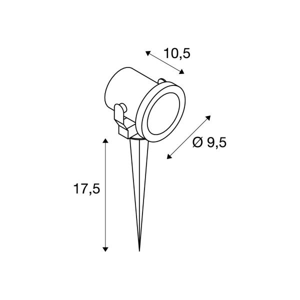 SLV NAUTILUS 10 Outdoor Spiessleuchte, QPAR51, IP55, edelstahl, max. 35W, inkl. 1,5m Kabel und Stecker (229740)