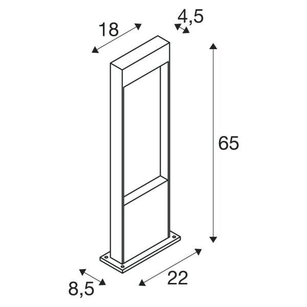 SLV FLATT POLE 65 Outdoor LED Stehleuchte, 3000K, IP65, anthrazit (1002956)