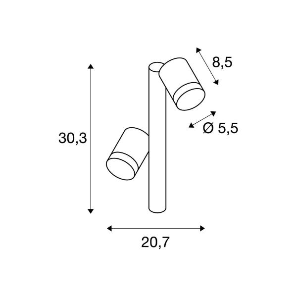 SLV HELIA Outdoor Standleuchte, zweiflammig, LED, 3000, IP55, anthrazit (233285)