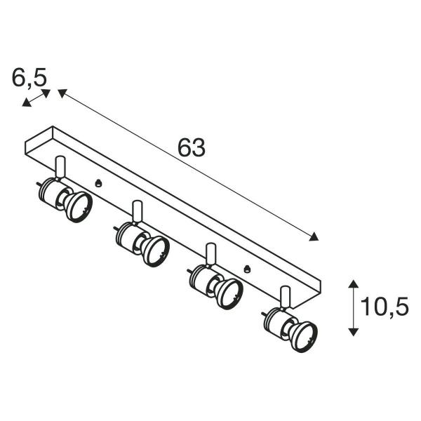 SLV ASTO 4, Wand- und Deckenleuchte, vierflammig, QPAR51, max. 300 W, aluminium gebürstet, (147444)