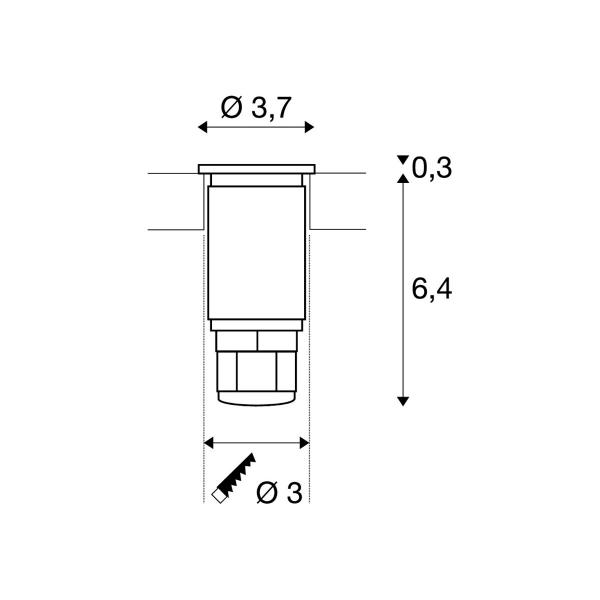 SLV DASAR MINI 37 Outdoor Bodeneinbauleuchte, LED, 3000K, IP67, rund, edelstahl gebürstet, 12-24V, 2W (233540)