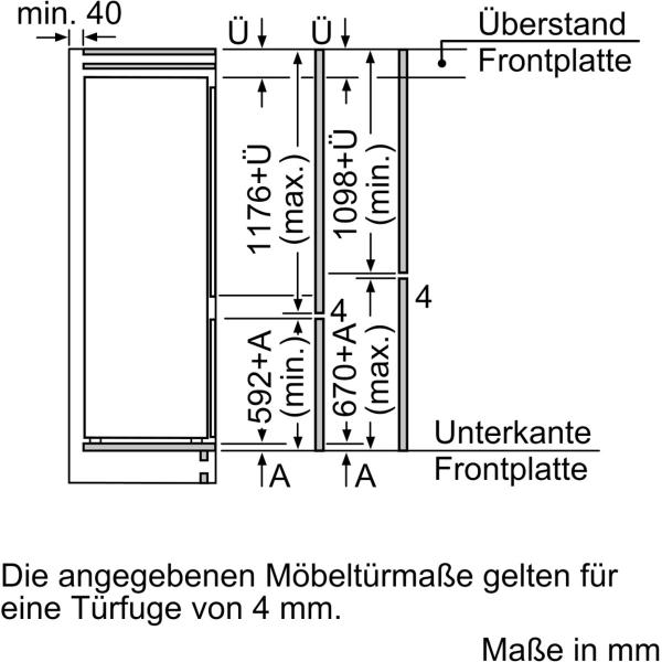 Siemens KI87VVSE0 iQ300 Einbau Kühl-Gefrierkombination, Nischenhöhe 177,2cm hoch, 270 L, hyperFresh, lowFrost