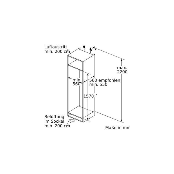 Siemens KI77SADD0 iQ500 Einbau Kühl-Gefrierkombination, Nischenhöhe: 158cm, 229L, Festtürtechnik, lowFrost, hyperFresh Plus