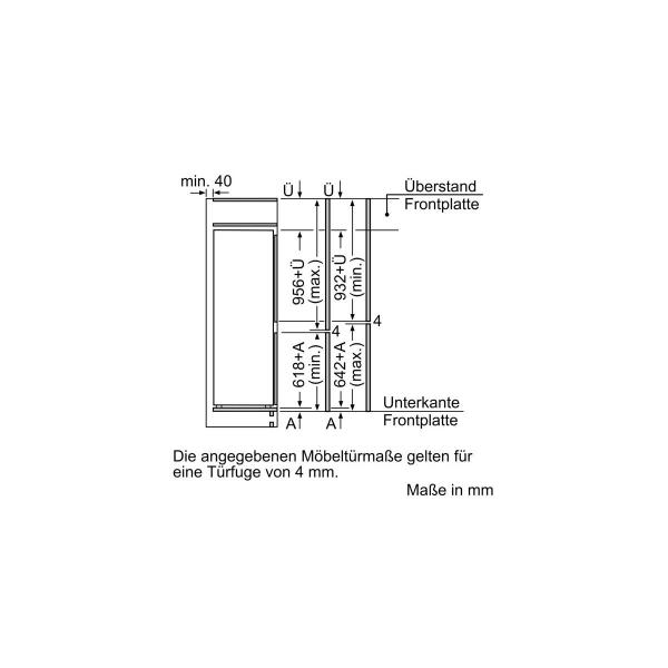 Siemens KI77SADD0 iQ500 Einbau Kühl-Gefrierkombination, Nischenhöhe: 158cm, 229L, Festtürtechnik, lowFrost, hyperFresh Plus