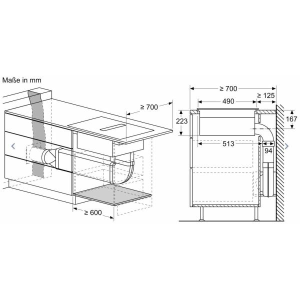 Siemens ED711FGA7 iQ500 Induktionskochfeld mit Dunstabzug und Flachkanal 90 °vertikal L (ED711FQ15E+HZ9VDSB2), 71cm breit, rahmenlos, touchSlider, Schwarz