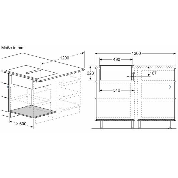 Siemens ED711FGA7 iQ500 Induktionskochfeld mit Dunstabzug und Flachkanal 90 °vertikal L (ED711FQ15E+HZ9VDSB2), 71cm breit, rahmenlos, touchSlider, Schwarz