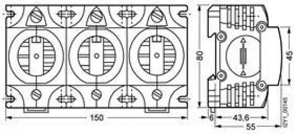 Siemens 5SF5268 Diazed-Sicherungssockel DIII 3polig BGV A2