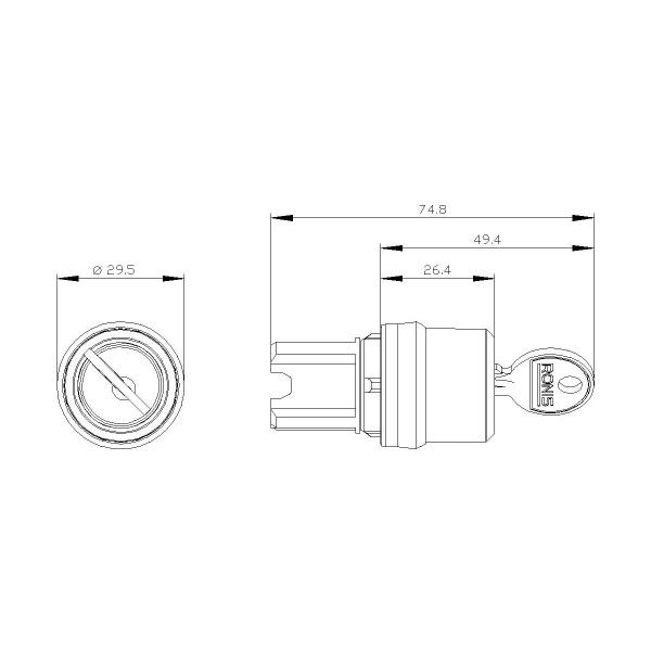 Siemens 3SU1000-4BC01-0AA0 Schlüsselschalter RON, schwarz