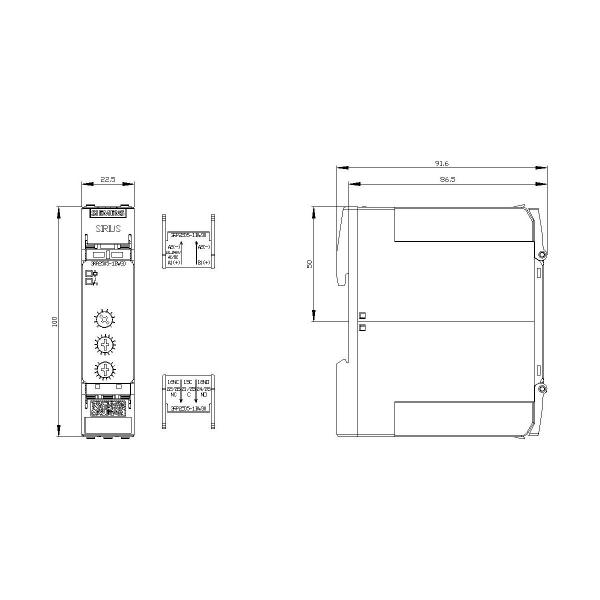 Siemens 3RP2505-1BW30 Zeitrelais, Multifunktion, 2 Wechsler, 27 Funktionen, 7 Zeitbereiche