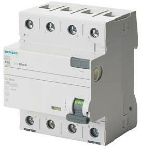 ARDEBO.de Siemens 5SV3342-6KL FI-Schutzschalter, 4-polig, Typ A, 25A, 30mA, 400V, N-links