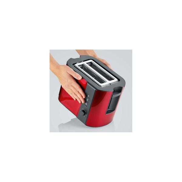 Severin AT 2217 Automatik-Toaster, 800W, Aufwärmstufe, Defroster-Stufe, rot-metallic