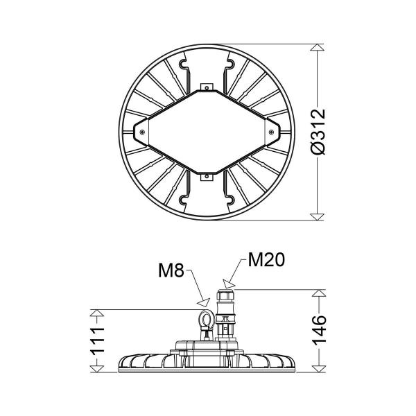 Schuch LED-Hallenleuchte TRIANO disc, 65W, 10000lm, 5000K, grau (3410L100D)