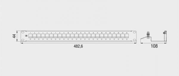 Rutenbeck (23900000) PP-UM A-24/1 Patchpanel, 19"/1HE, 24 Universalmodule, lichtgrau