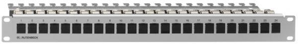 ARDEBO.de Rutenbeck (239101000) PP-UM-CAT.6A ISO-24/24/1 Patchpanel, 24 Universalmodule, lichtgrau