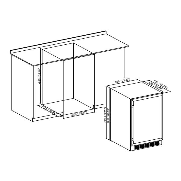 Wolkenstein UWTS129-46ED Stand Weintemperierschrank, 60 cm breit, 46 Standardweinflaschen, 5 Buchenholzböden, Thermostat, 2 Temperaturzonen, unterbaufähig, schwarz