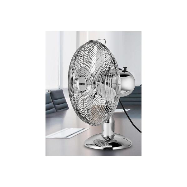 Unold 86830 Chrome Tischventilator, 35W, 3-stufiger Geschwindigkeitsregler, chrom