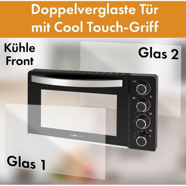 Clatronic KK 3786 Miniküche, 3100 W, 28 L, 2 Kochplatten, mit Backofen, Drehspieß, schwarz (263984)