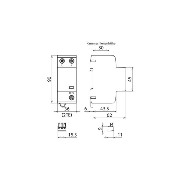 Dehn DEHNshield TN FM DSH TN 255 FM, 2-polig, Typ 1+2 (941205)